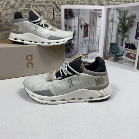 ON Running Cloud Cloudnova Women's White Sand Running Sneaker - Picture 3 of 6